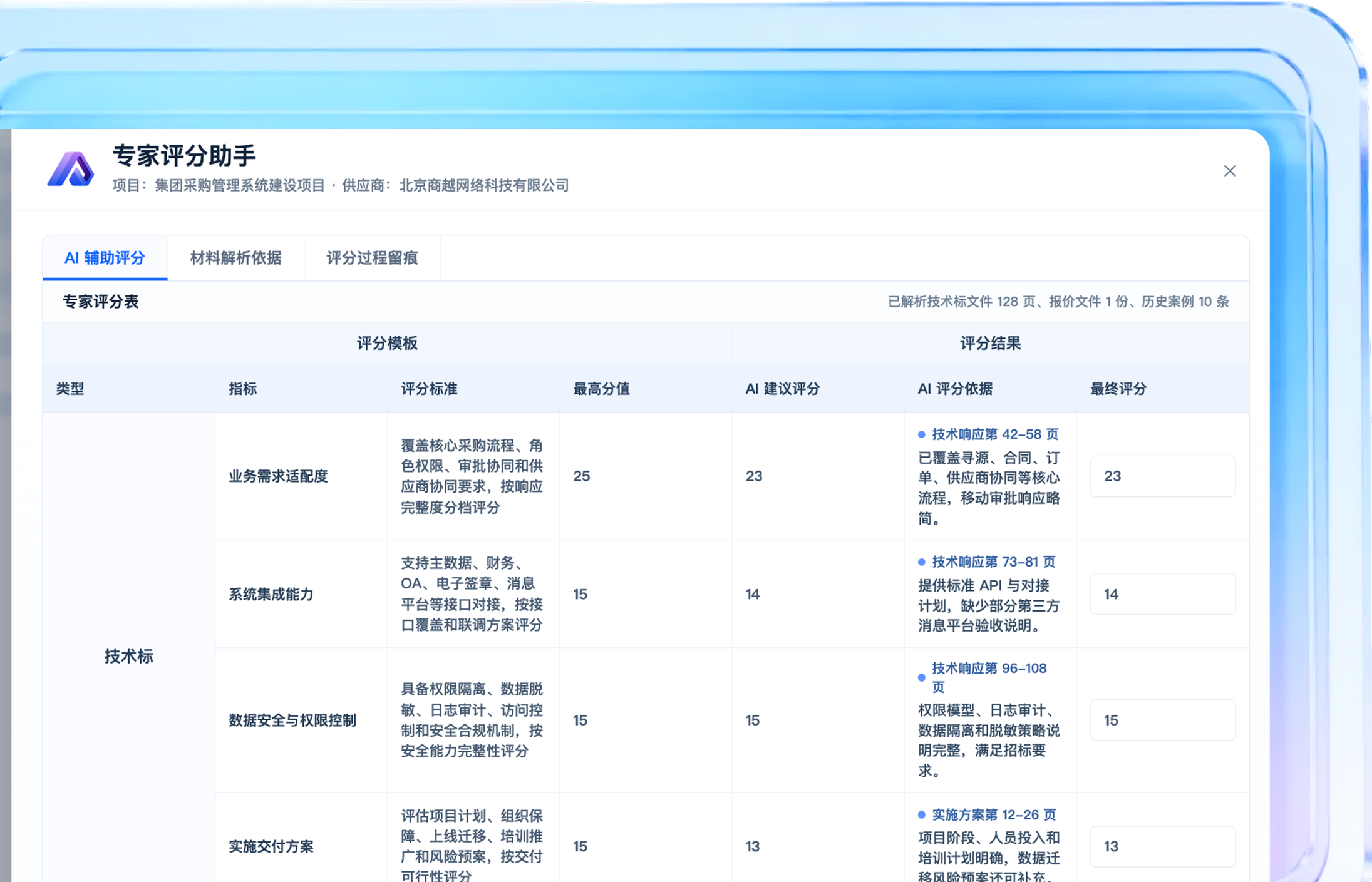 专家评分助手示意图